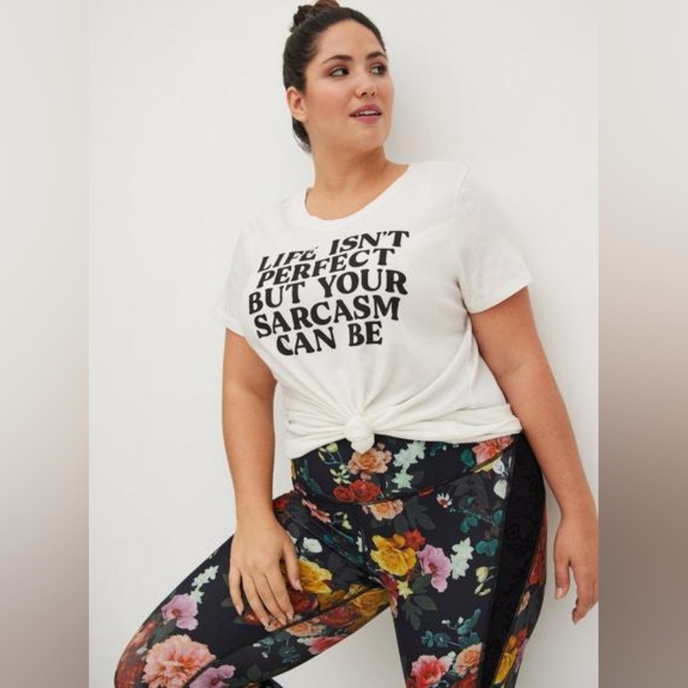 NWT Torrid 1 Everyday Tee - Signature Jersey Life Isn't Perfect Ivory